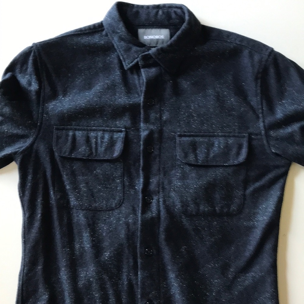 Bonobos Wool Shirt, Blue Macro-Houndstooth